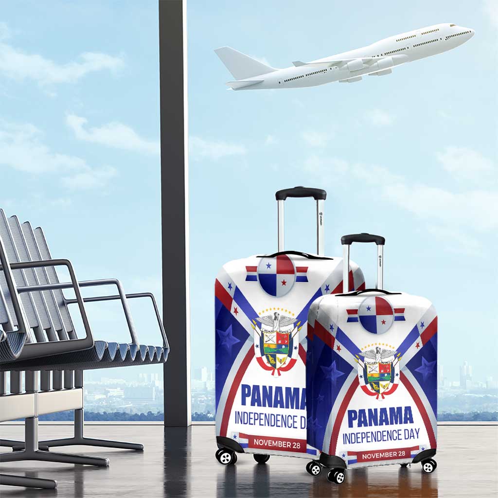 Panama Independence Day Luggage Cover with National Coat of Arms and Red Blue Star Design TS04