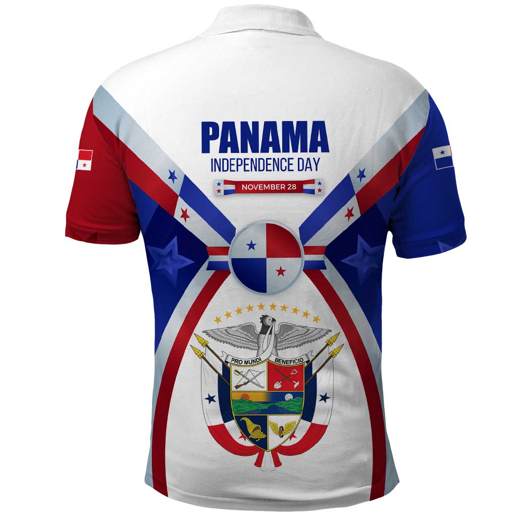Panama Independence Day Polo Shirt with National Coat of Arms and Red Blue Star Design TS04