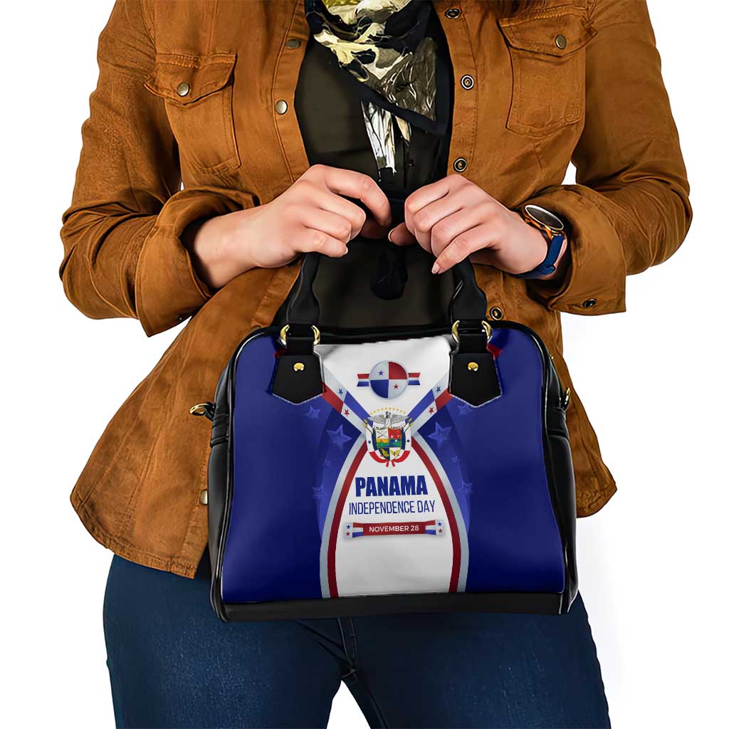 Panama Independence Day Shoulder Handbag with National Coat of Arms and Red Blue Star Design TS04