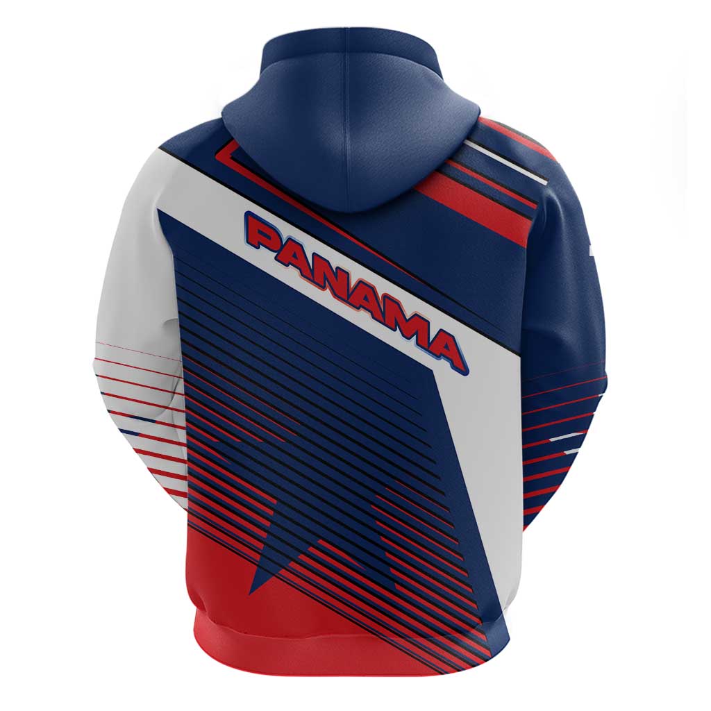 Panama Diagonal Stripe Design Hoodie with Bold Red Blue Star and Flag Accents TS04