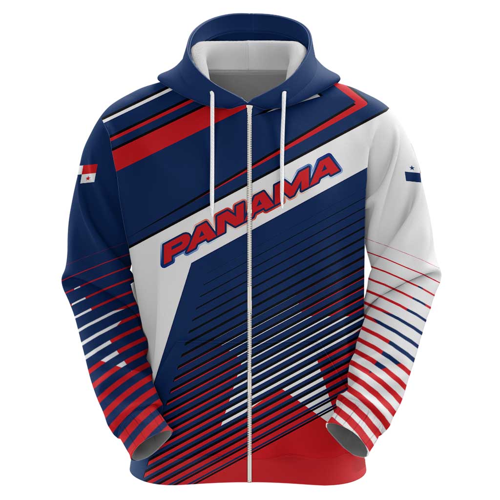 Panama Diagonal Stripe Design Hoodie with Bold Red Blue Star and Flag Accents TS04