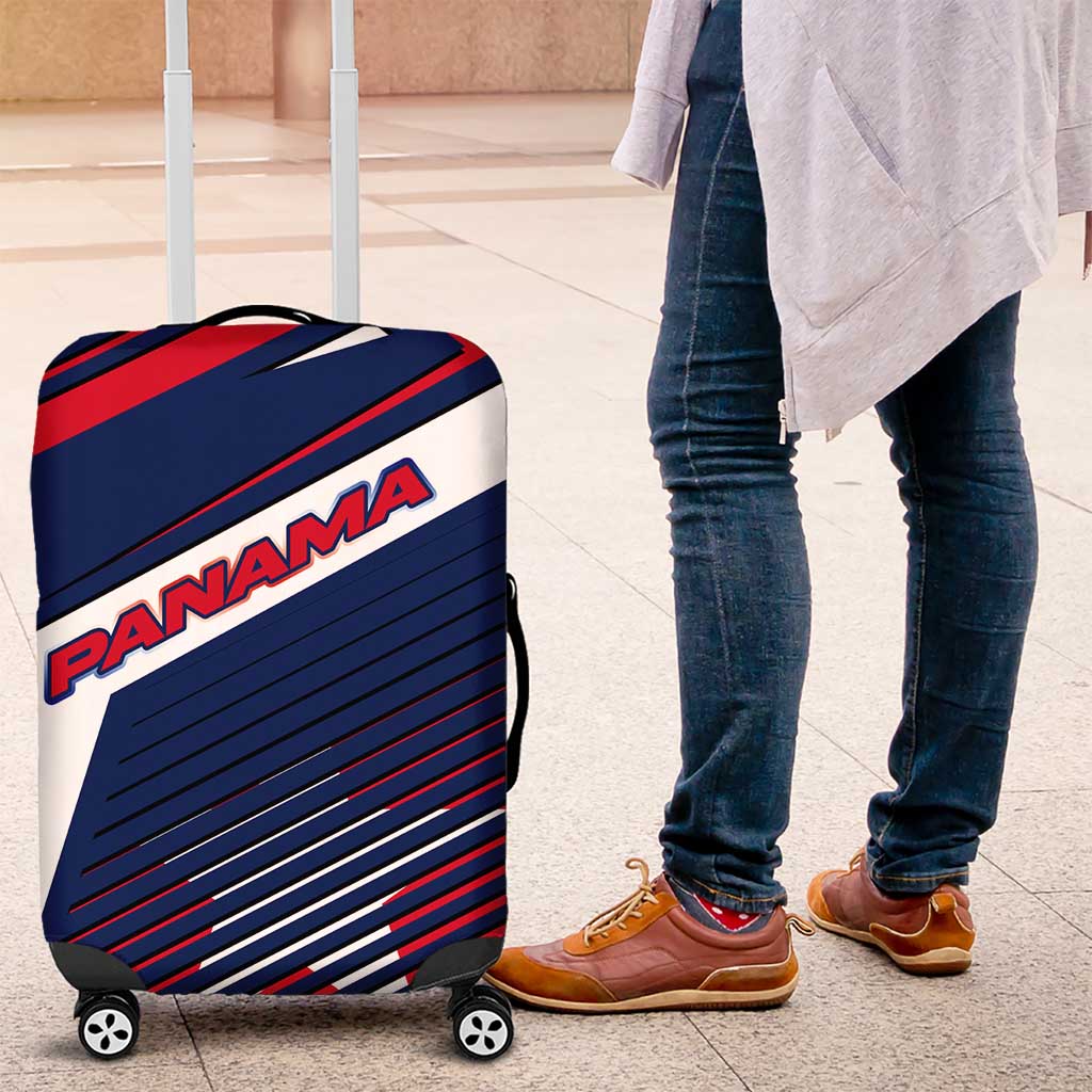 Panama Diagonal Stripe Design Luggage Cover with Bold Red Blue Star and Flag Accents TS04