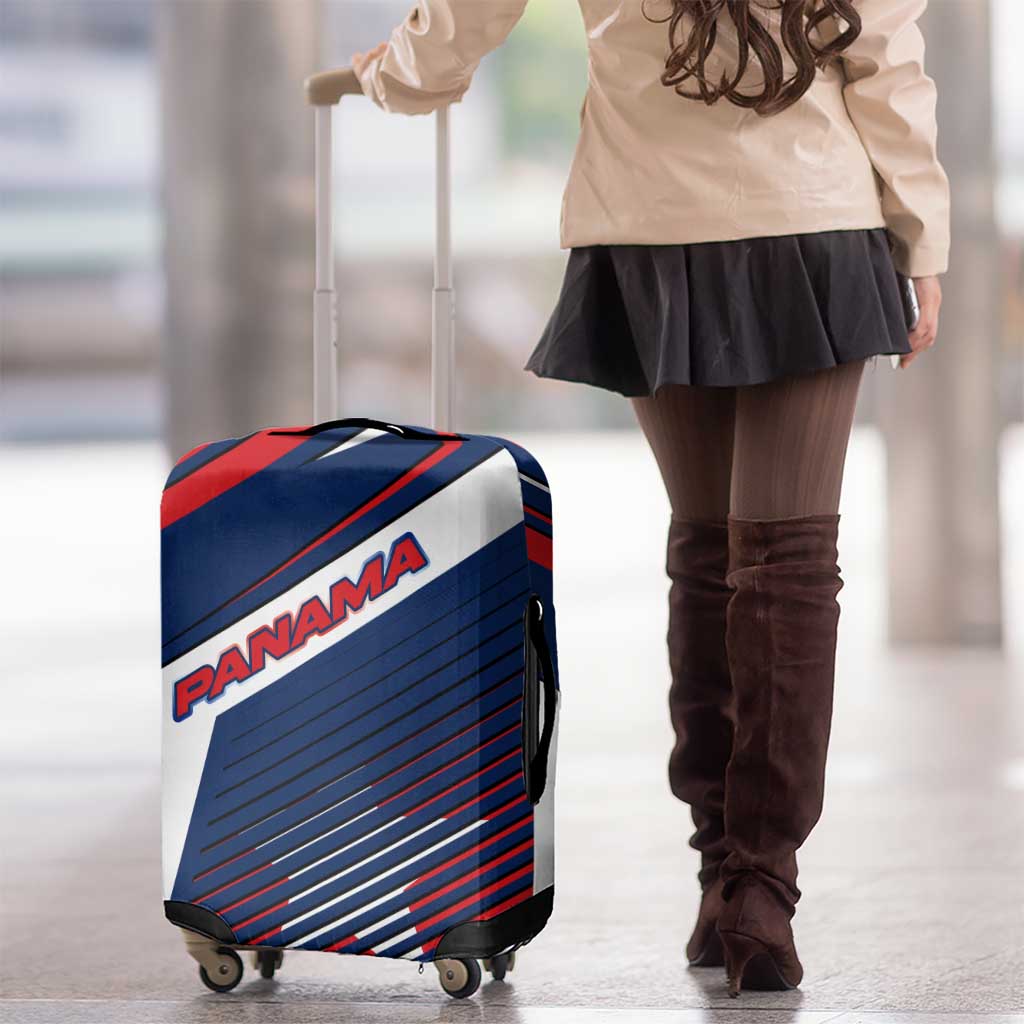 Panama Diagonal Stripe Design Luggage Cover with Bold Red Blue Star and Flag Accents TS04