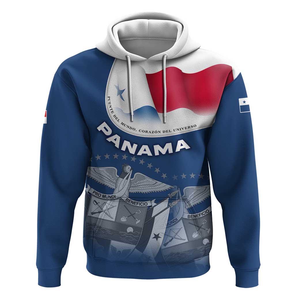 Panama National Flag Hoodie with Canal Symbolism and Puente del Mundo Motto Design TS04