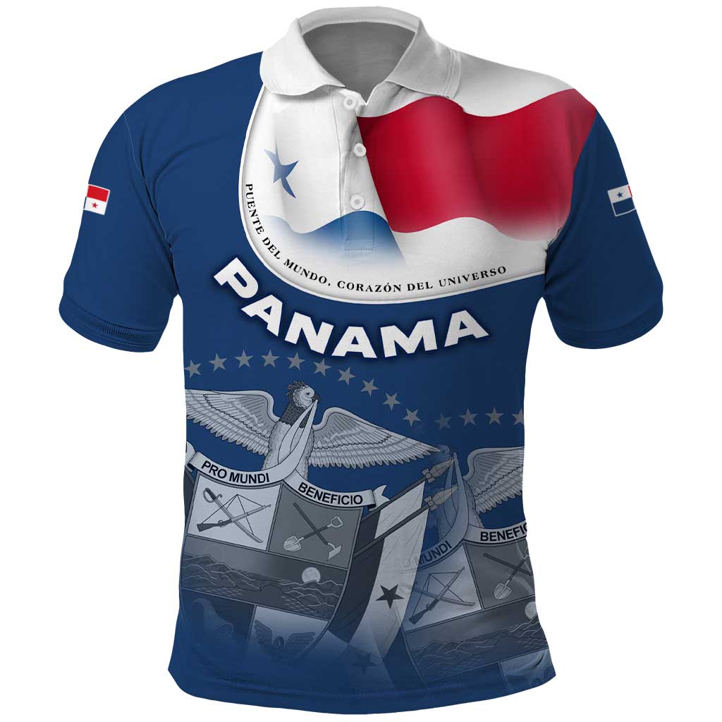 Panama National Flag Polo Shirt with Canal Symbolism and Puente del Mundo Motto Design TS04