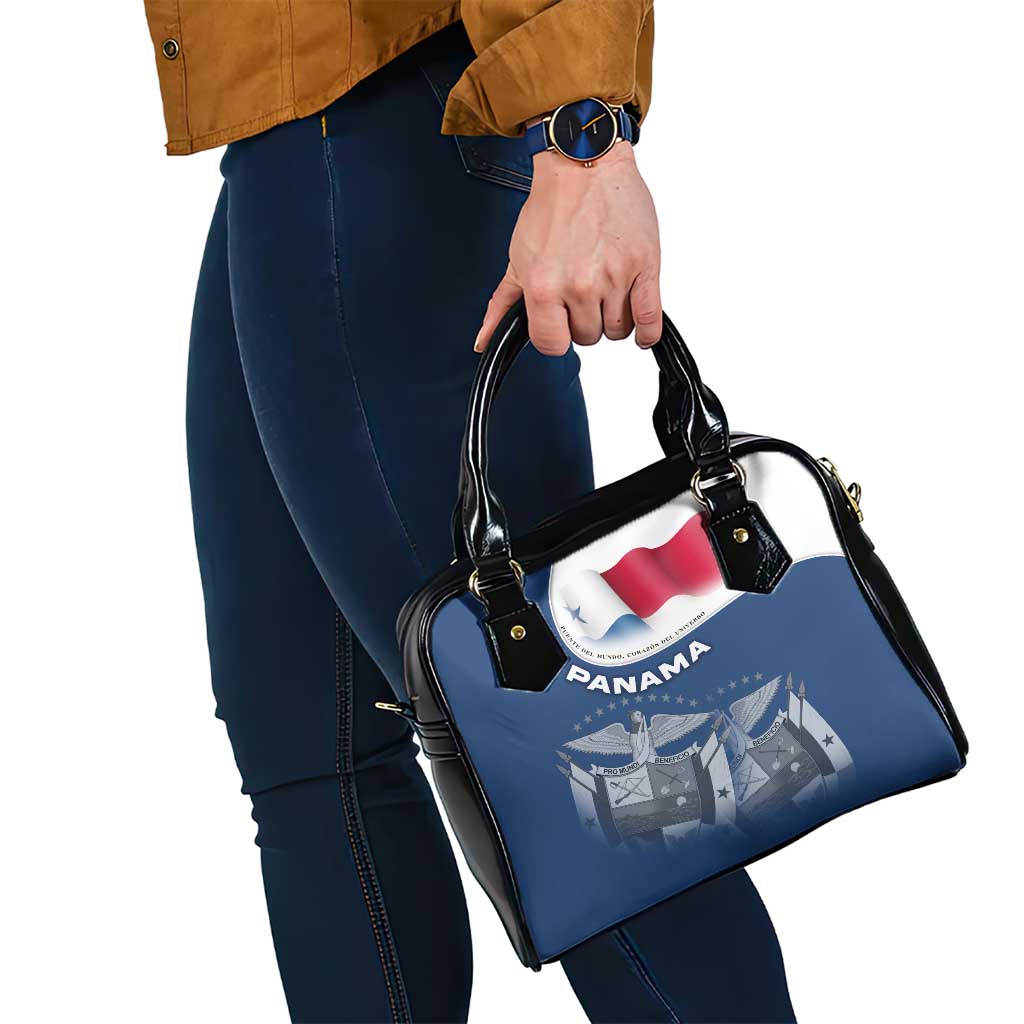 Panama National Flag Shoulder Handbag with Canal Symbolism and Puente del Mundo Motto Design TS04