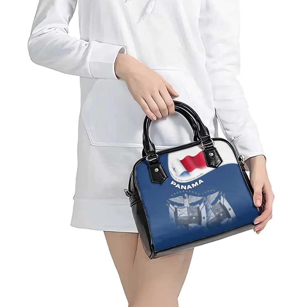 Panama National Flag Shoulder Handbag with Canal Symbolism and Puente del Mundo Motto Design TS04