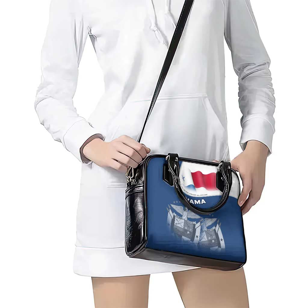 Panama National Flag Shoulder Handbag with Canal Symbolism and Puente del Mundo Motto Design TS04
