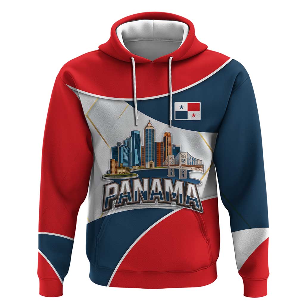 Panama City Skyline Hoodie with National Coat of Arms and Red Blue Flag Theme TS04
