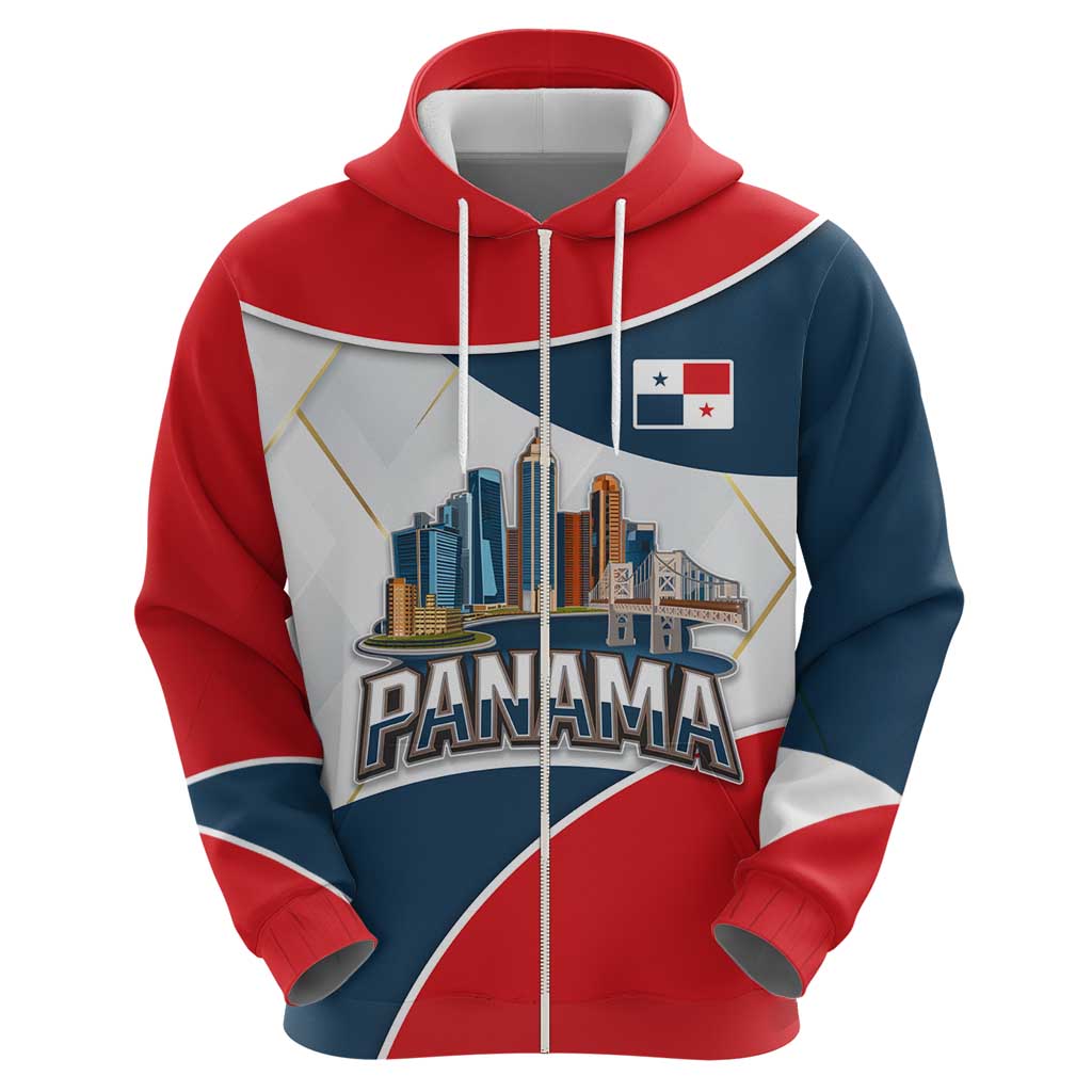 Panama City Skyline Hoodie with National Coat of Arms and Red Blue Flag Theme TS04