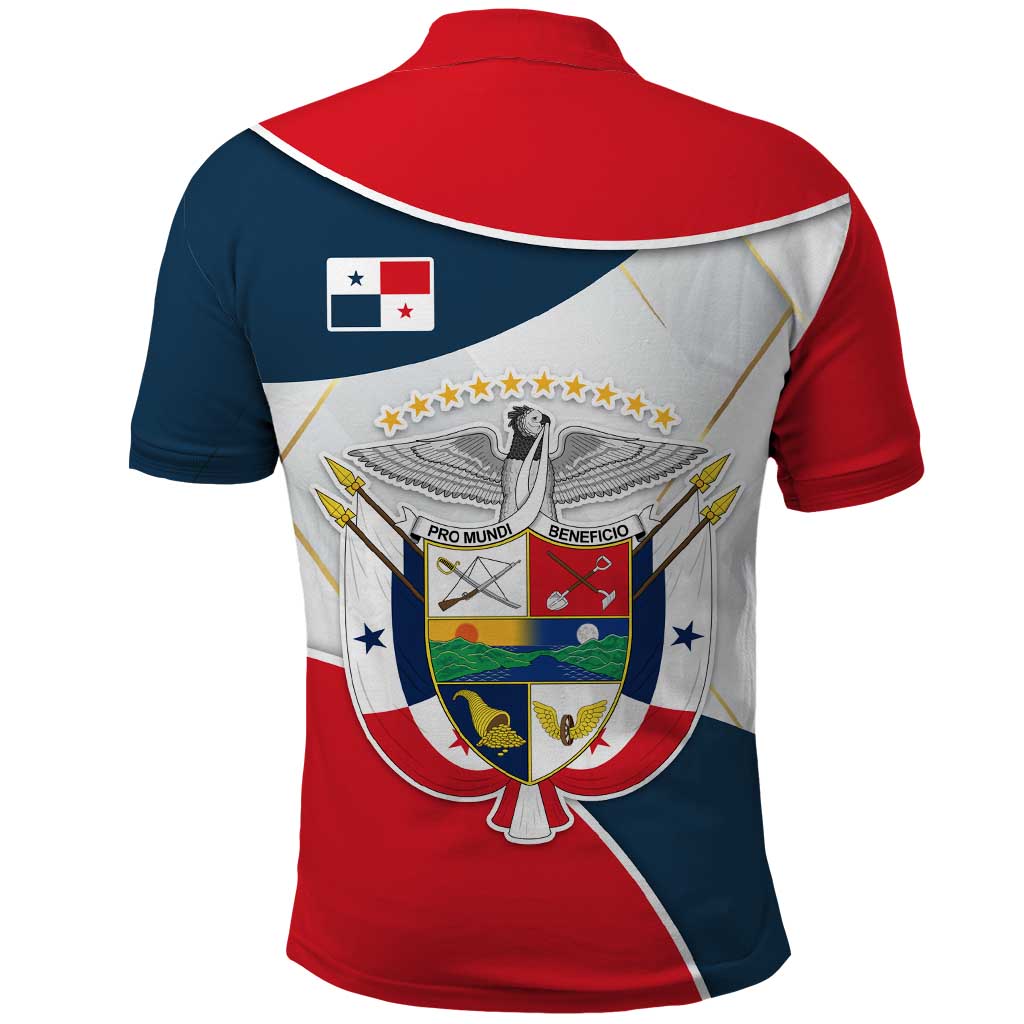 Panama City Skyline Polo Shirt with National Coat of Arms and Red Blue Flag Theme TS04
