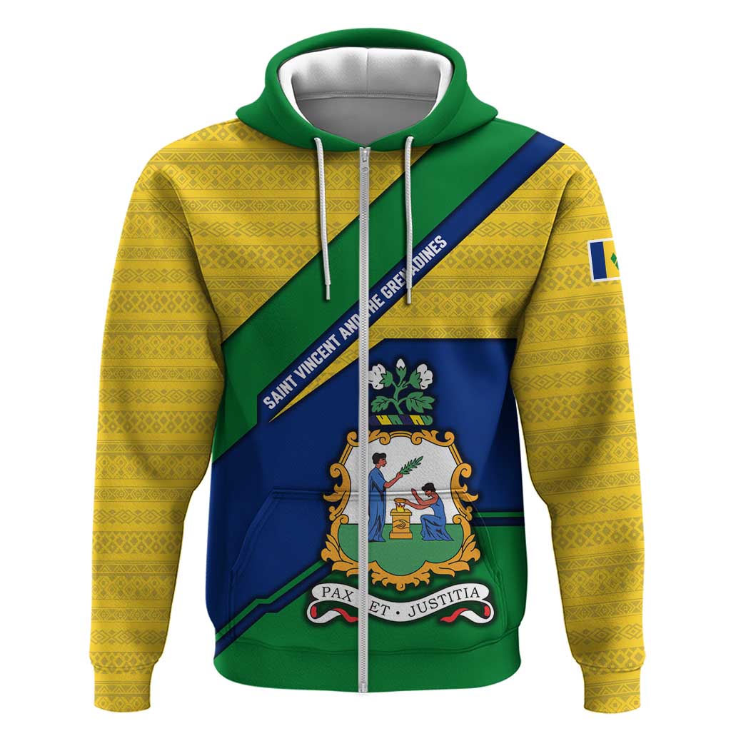Saint Vincent and the Grenadines Flag Hoodie Coat of Arms and National Colors TS04