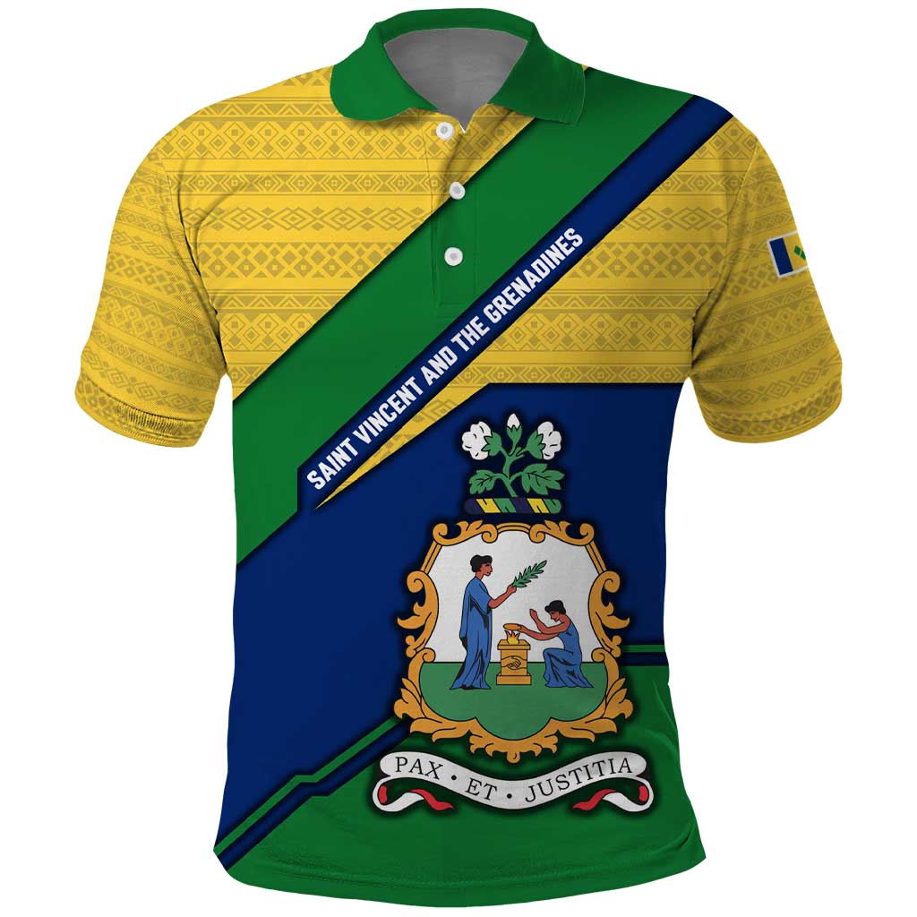 Saint Vincent and the Grenadines Flag Polo Shirt Coat of Arms and National Colors TS04