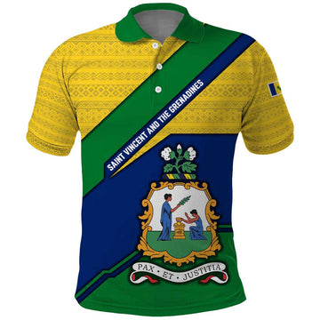 Saint Vincent and the Grenadines Flag Polo Shirt Coat of Arms and National Colors TS04