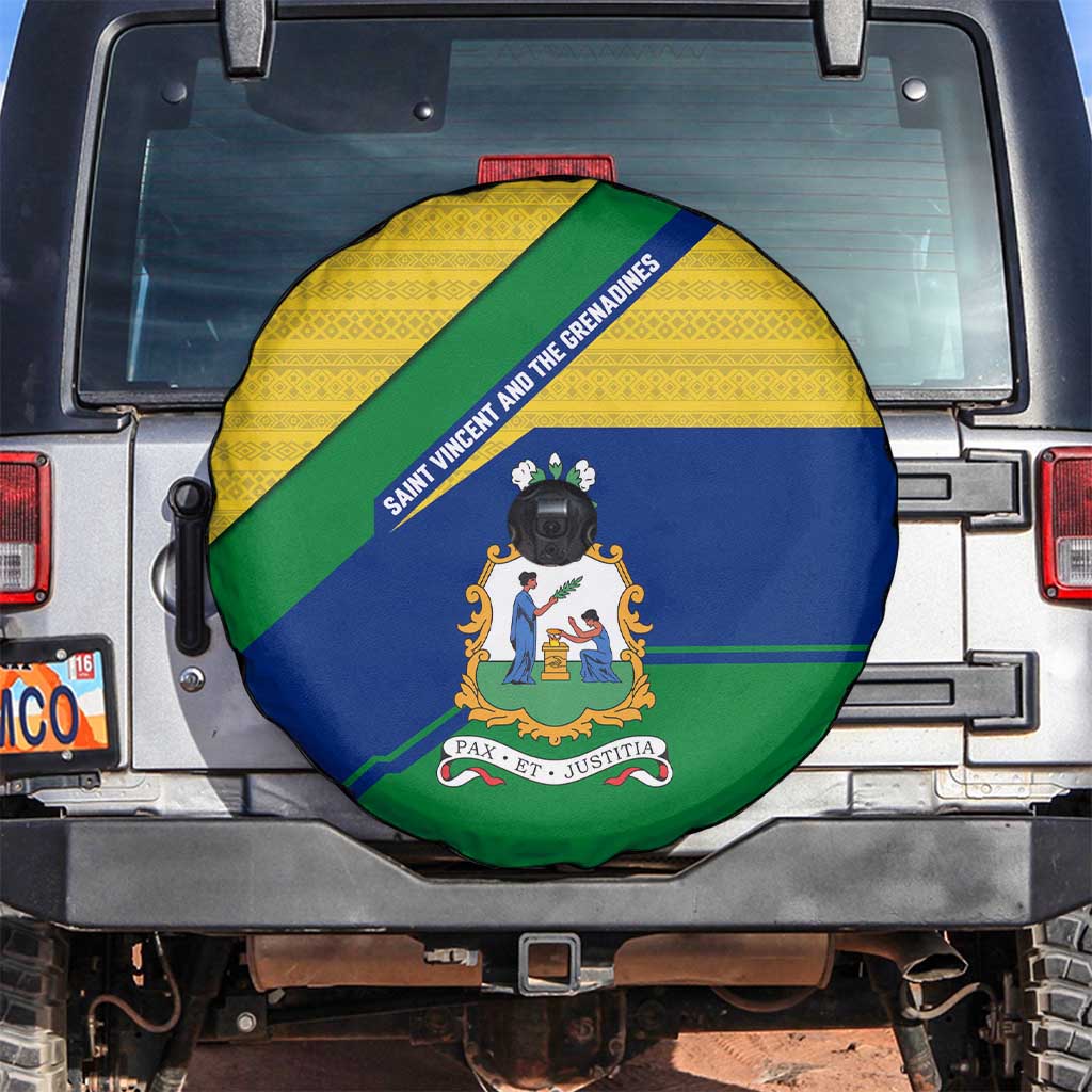 Saint Vincent and the Grenadines Flag Spare Tire Cover Coat of Arms and National Colors TS04