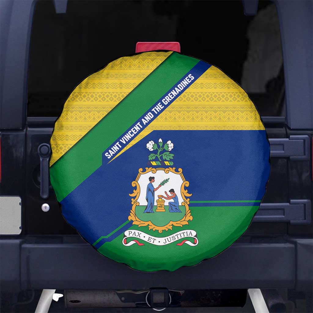 Saint Vincent and the Grenadines Flag Spare Tire Cover Coat of Arms and National Colors TS04