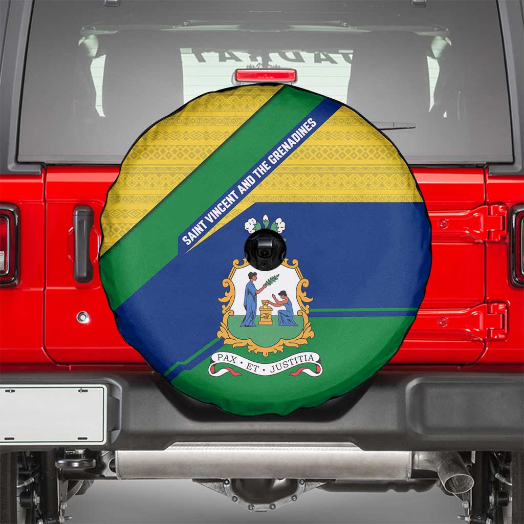 Saint Vincent and the Grenadines Flag Spare Tire Cover Coat of Arms and National Colors TS04