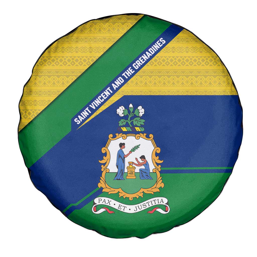 Saint Vincent and the Grenadines Flag Spare Tire Cover Coat of Arms and National Colors TS04