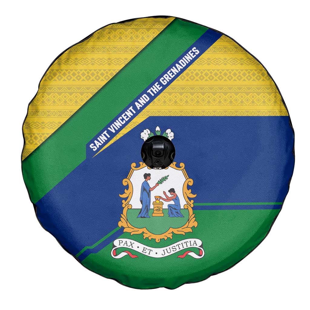 Saint Vincent and the Grenadines Flag Spare Tire Cover Coat of Arms and National Colors TS04