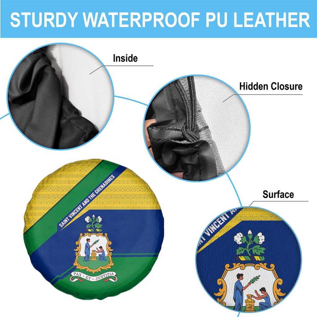 Saint Vincent and the Grenadines Flag Spare Tire Cover Coat of Arms and National Colors TS04