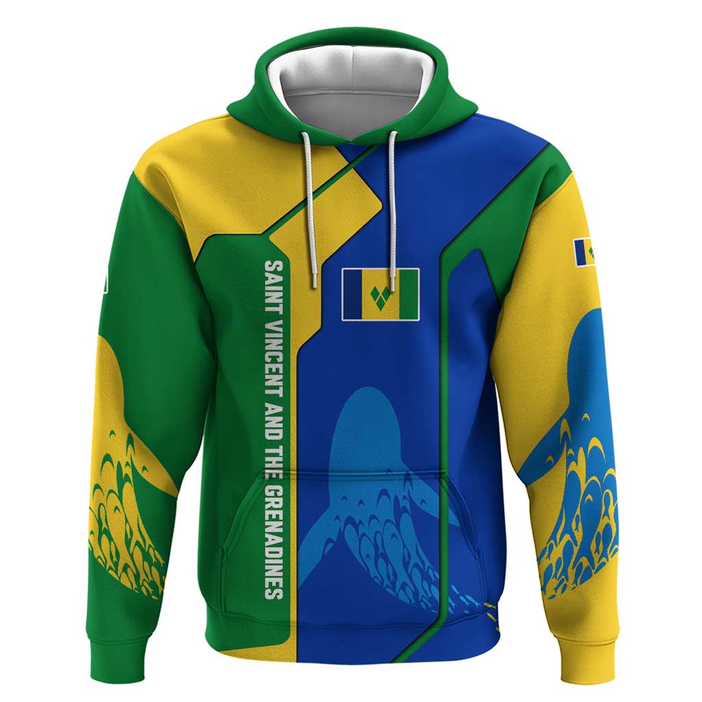 Saint Vincent and the Grenadines Flag Wave Map Hoodie Caribbean Island Pride Pullover TS04