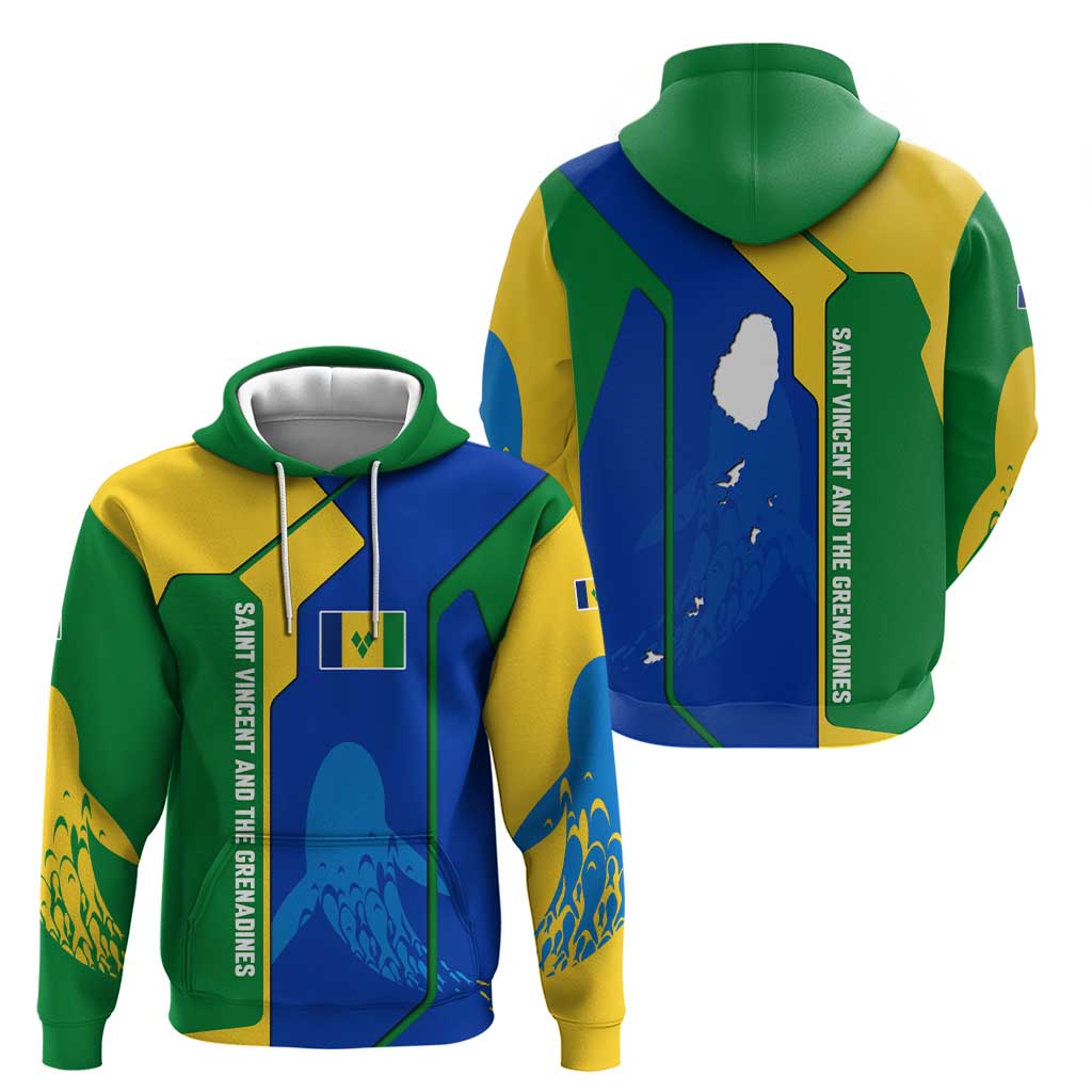 Saint Vincent and the Grenadines Flag Wave Map Hoodie Caribbean Island Pride Pullover TS04
