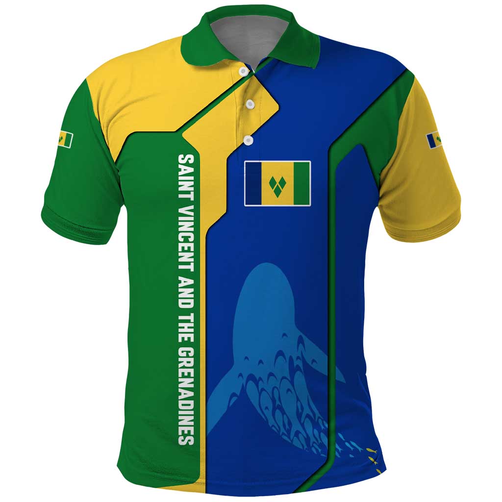 Saint Vincent and the Grenadines Flag Wave Map Polo Shirt Caribbean Island Pride Pullover TS04