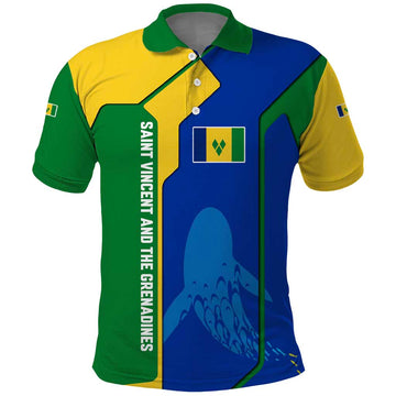 Saint Vincent and the Grenadines Flag Wave Map Polo Shirt Caribbean Island Pride Pullover TS04