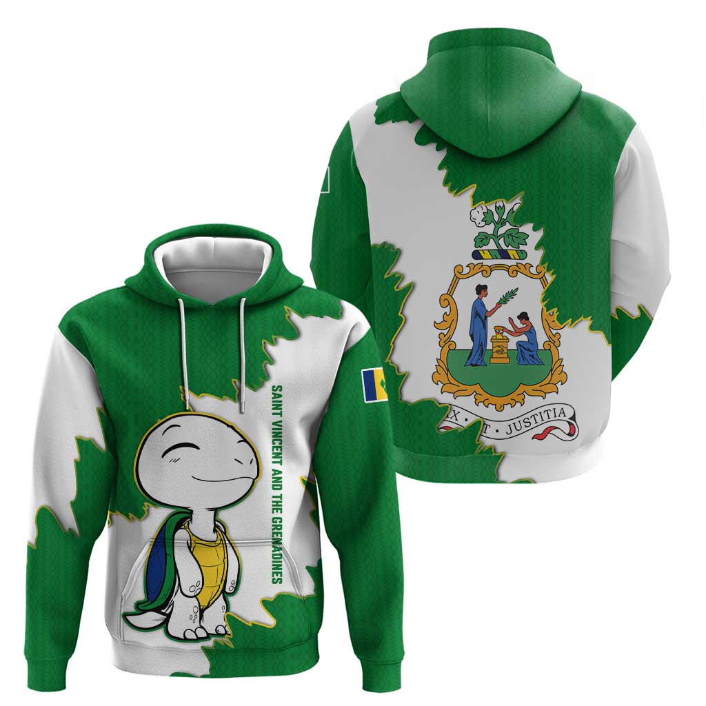 Saint Vincent and the Grenadines Turtle Hoodie with Coat of Arms and Green Heritage Design TS04