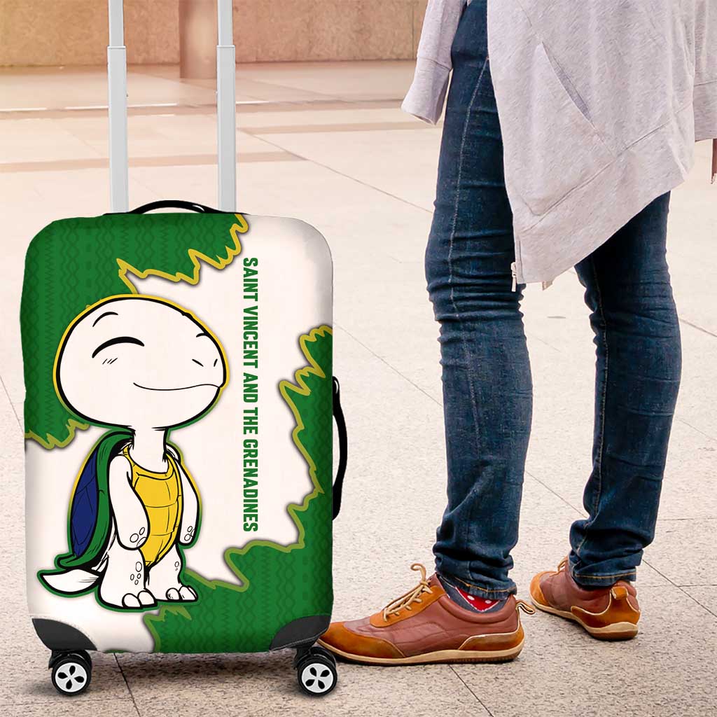 Saint Vincent and the Grenadines Turtle Luggage Cover with Coat of Arms and Green Heritage Design TS04