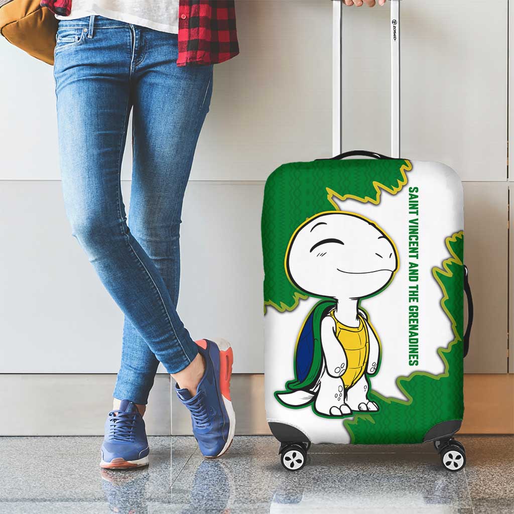 Saint Vincent and the Grenadines Turtle Luggage Cover with Coat of Arms and Green Heritage Design TS04