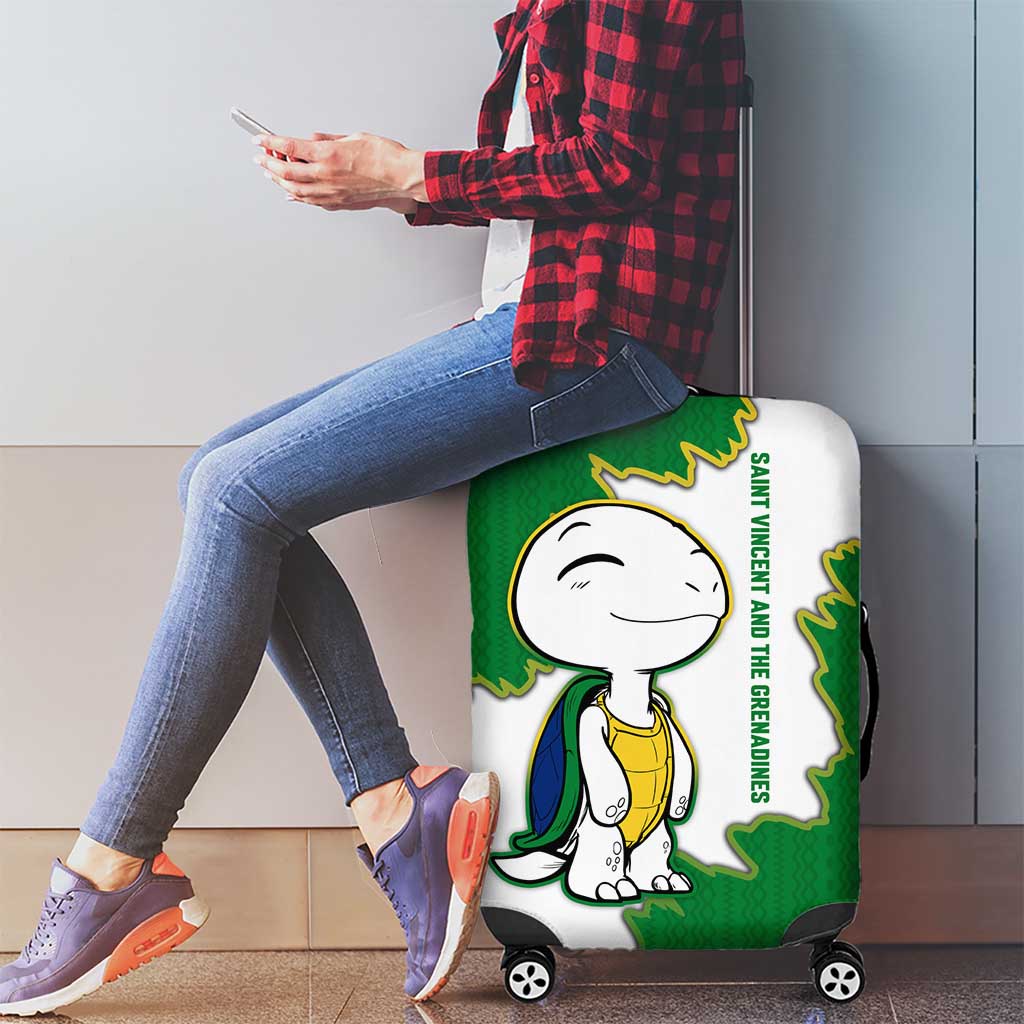Saint Vincent and the Grenadines Turtle Luggage Cover with Coat of Arms and Green Heritage Design TS04