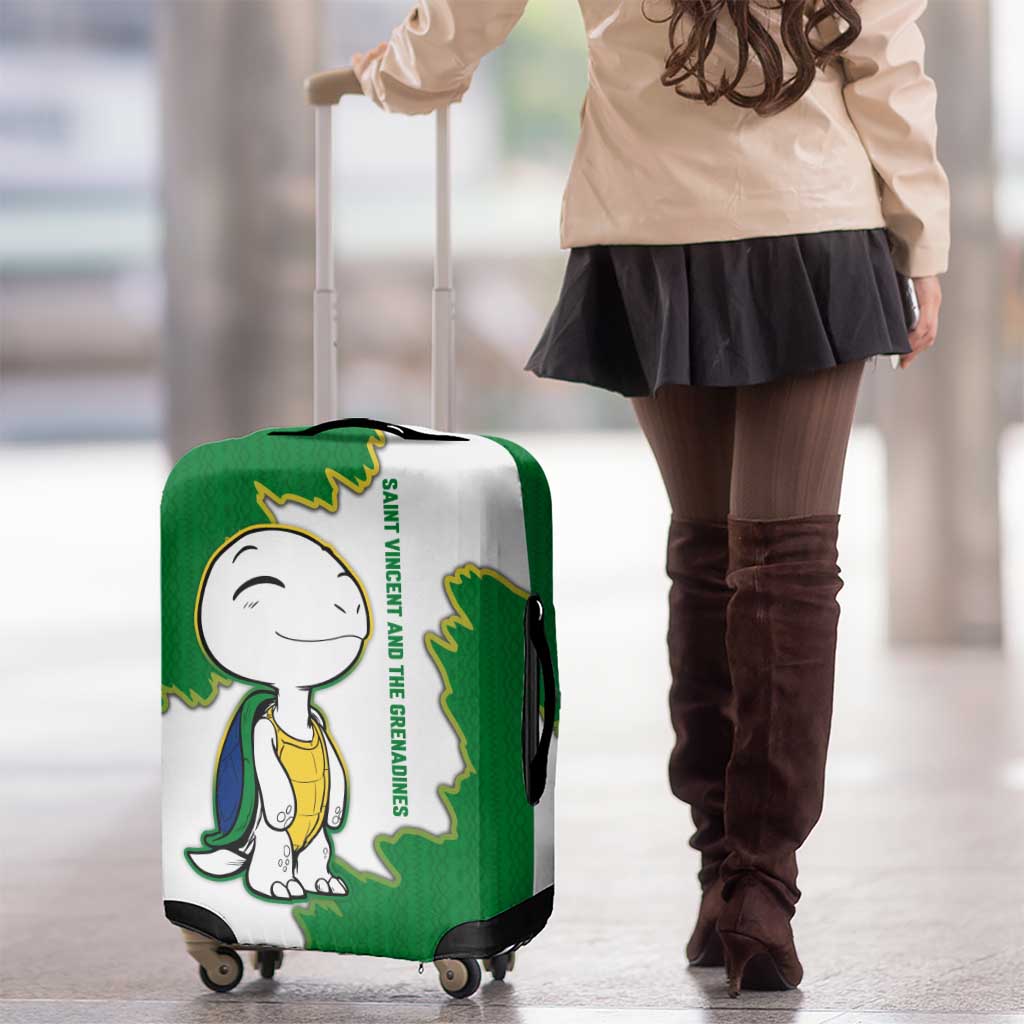 Saint Vincent and the Grenadines Turtle Luggage Cover with Coat of Arms and Green Heritage Design TS04