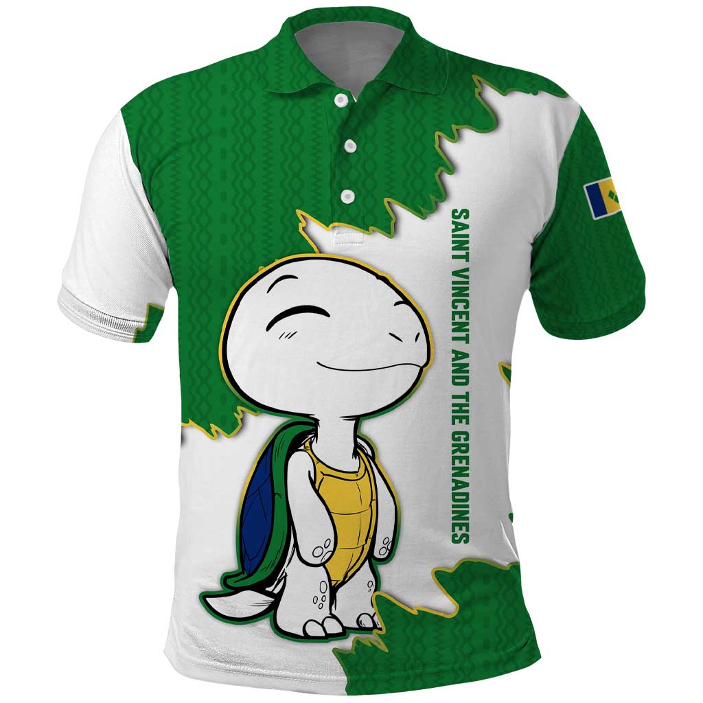 Saint Vincent and the Grenadines Turtle Polo Shirt with Coat of Arms and Green Heritage Design TS04