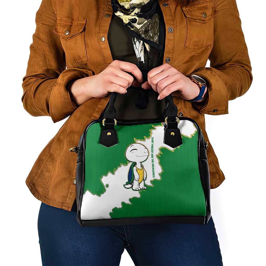 Saint Vincent and the Grenadines Turtle Shoulder Handbag with Coat of Arms and Green Heritage Design TS04
