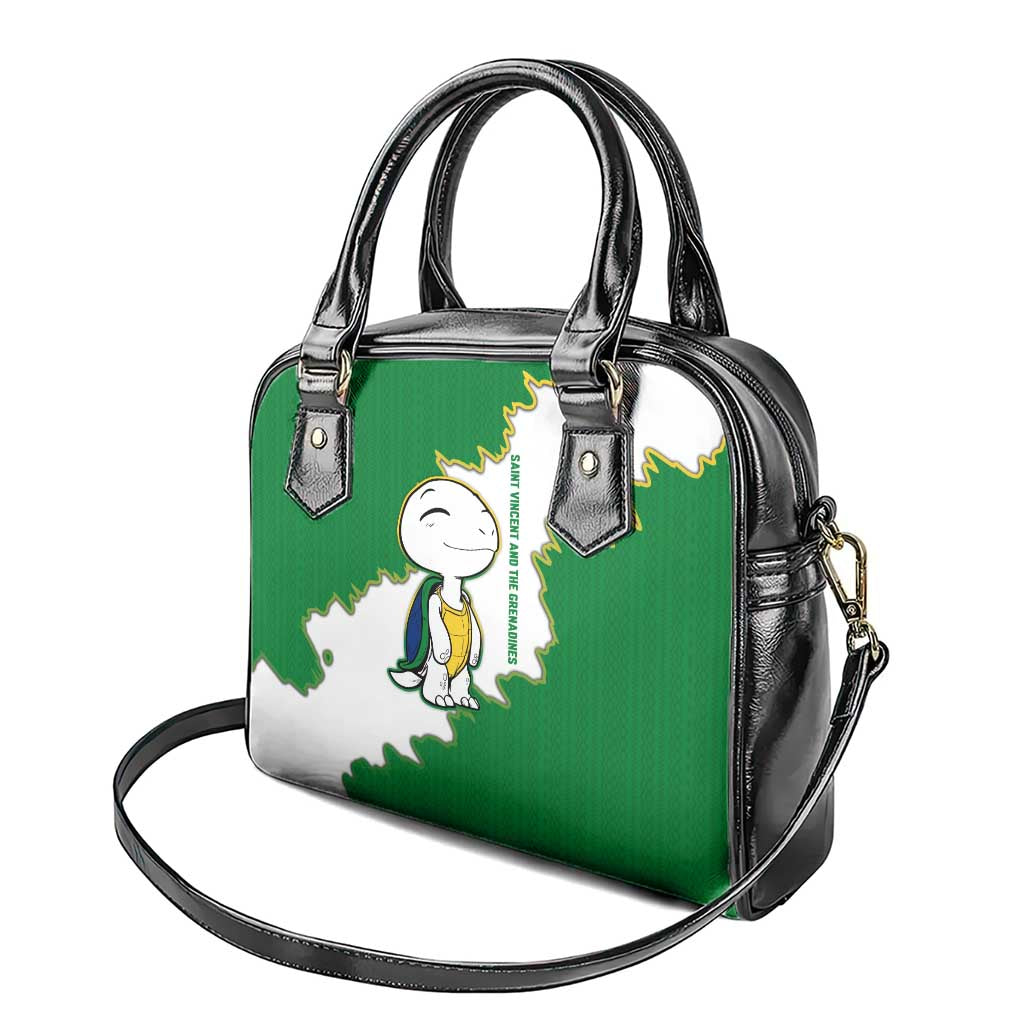 Saint Vincent and the Grenadines Turtle Shoulder Handbag with Coat of Arms and Green Heritage Design TS04