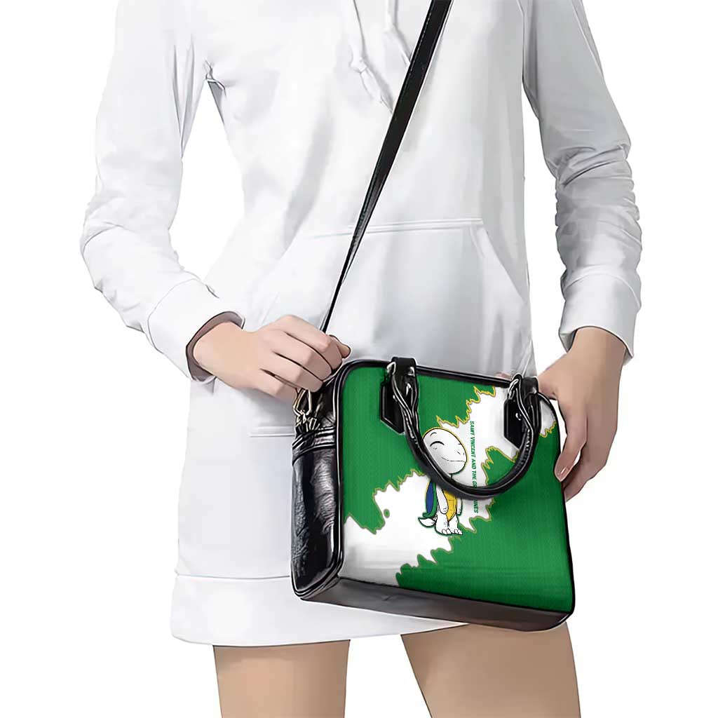 Saint Vincent and the Grenadines Turtle Shoulder Handbag with Coat of Arms and Green Heritage Design TS04