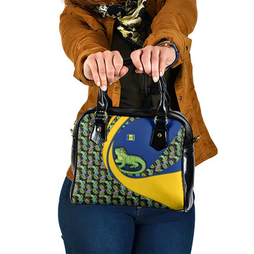 Saint Vincent and the Grenadines Iguana Shoulder Handbag with Tropical Leaf Pattern and National Flag TS04