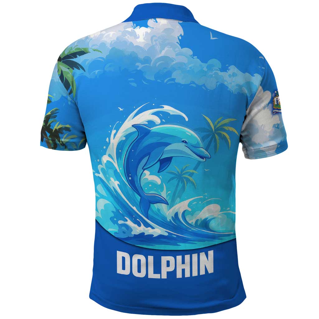Saint Vincent and the Grenadines Dolphin Polo Shirt with Ocean Wave and Tropical Island Design TS04