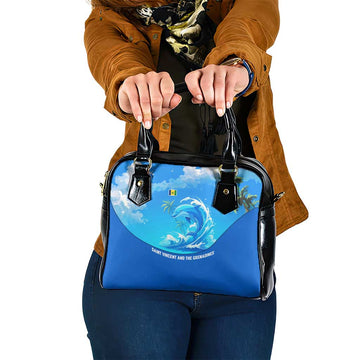 Saint Vincent and the Grenadines Dolphin Shoulder Handbag with Ocean Wave and Tropical Island Design TS04