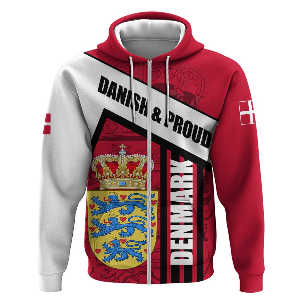 Denmark Hoodie Danish Coat of Arms, National Flag, Bold Scandinavian Heritage Design TS04