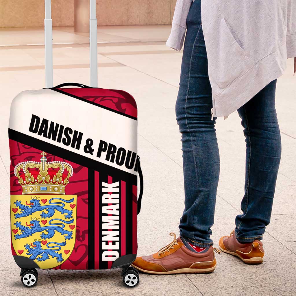 Denmark Luggage Cover Danish Coat of Arms, National Flag, Bold Scandinavian Heritage Design TS04