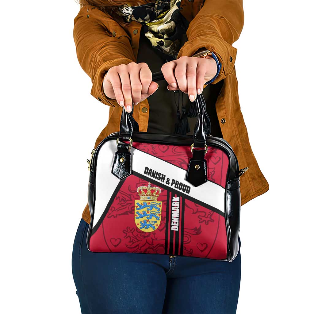 Denmark Shoulder Handbag Danish Coat of Arms, National Flag, Bold Scandinavian Heritage Design TS04