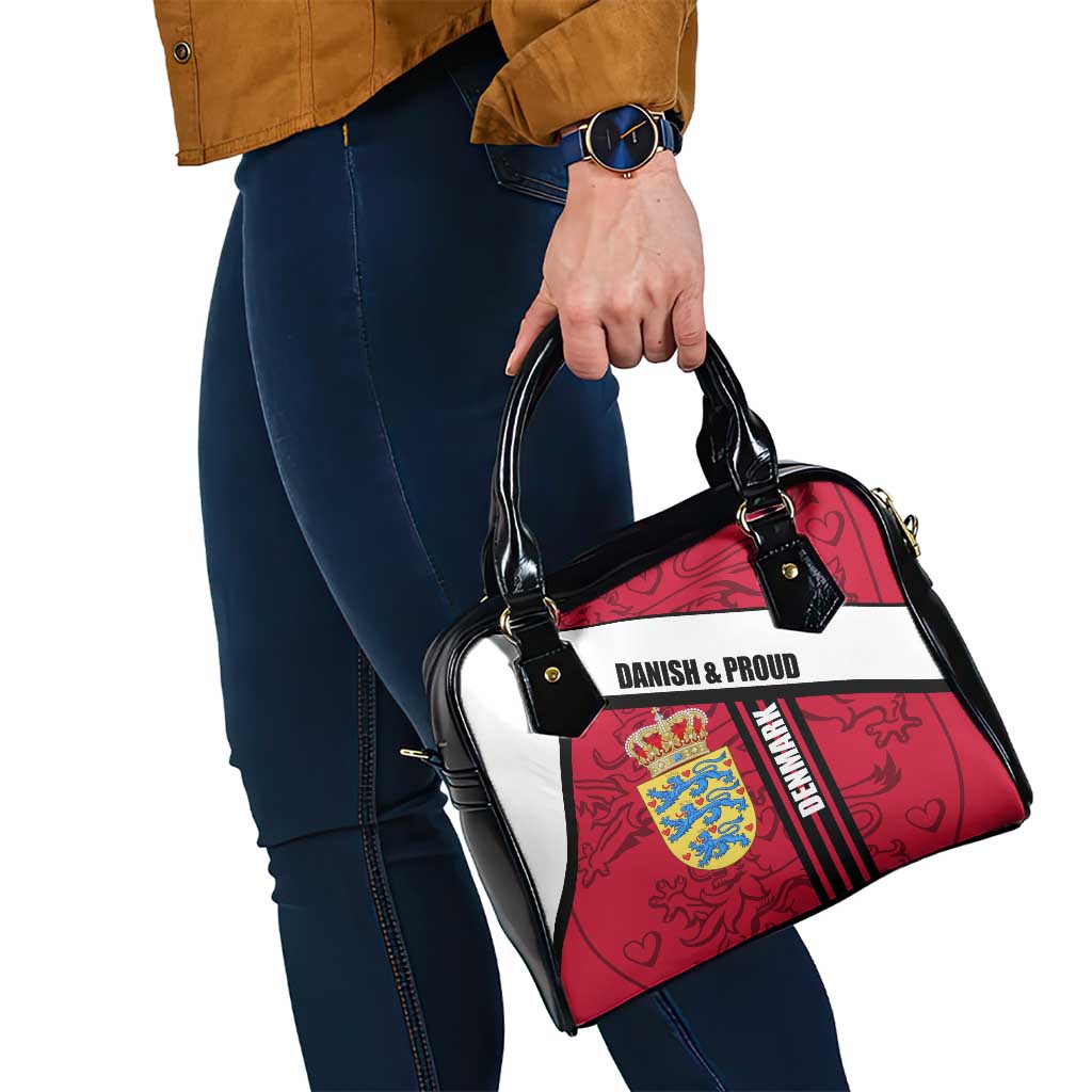 Denmark Shoulder Handbag Danish Coat of Arms, National Flag, Bold Scandinavian Heritage Design TS04