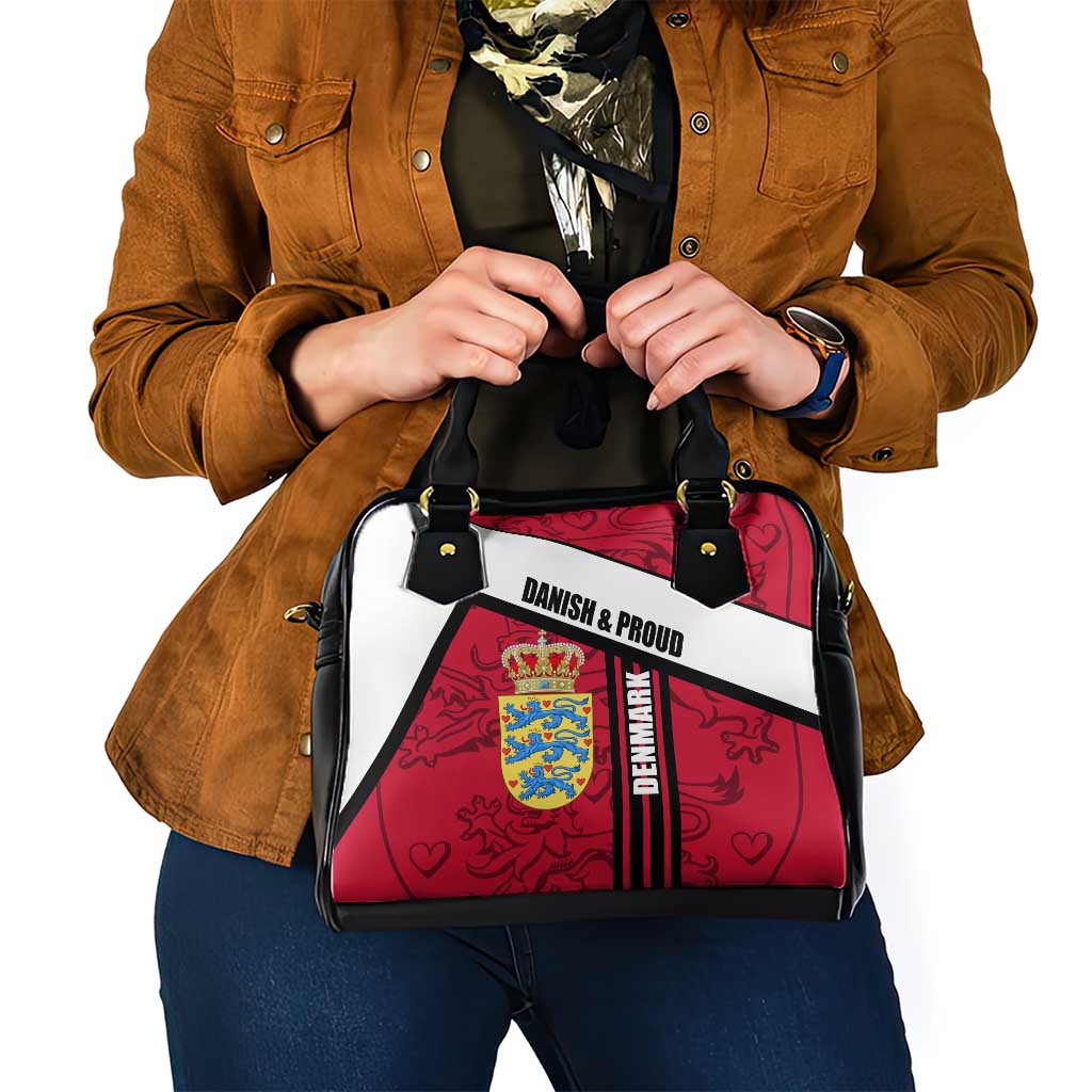 Denmark Shoulder Handbag Danish Coat of Arms, National Flag, Bold Scandinavian Heritage Design TS04