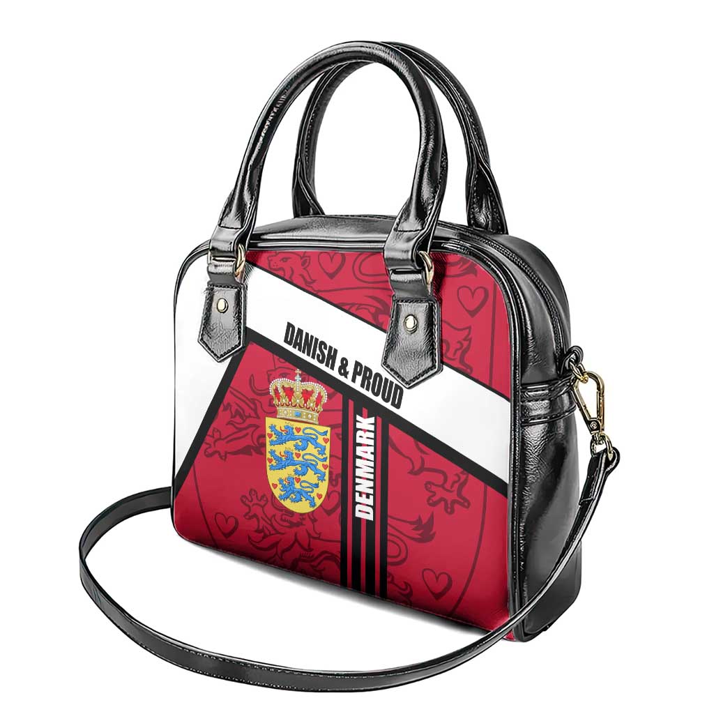 Denmark Shoulder Handbag Danish Coat of Arms, National Flag, Bold Scandinavian Heritage Design TS04