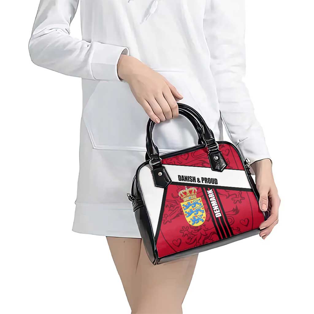 Denmark Shoulder Handbag Danish Coat of Arms, National Flag, Bold Scandinavian Heritage Design TS04