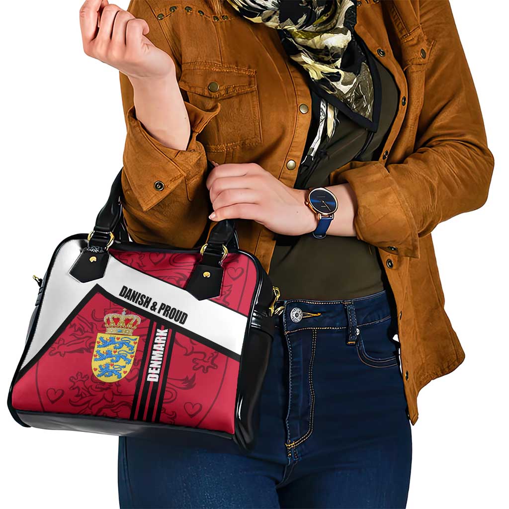 Denmark Shoulder Handbag Danish Coat of Arms, National Flag, Bold Scandinavian Heritage Design TS04