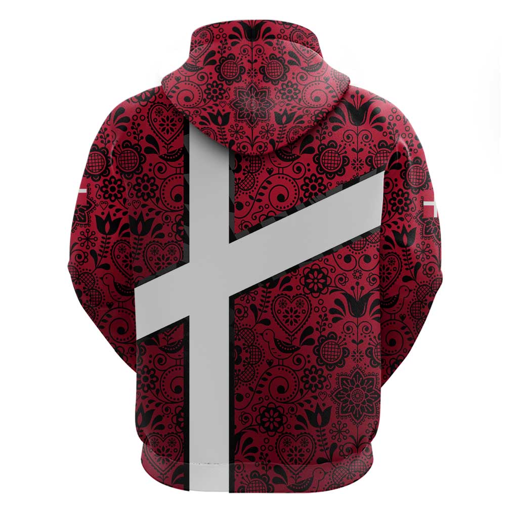 Denmark Hoodie with The Little Mermaid Statue, Danish Folk Patterns, National Heritage Pride TS04