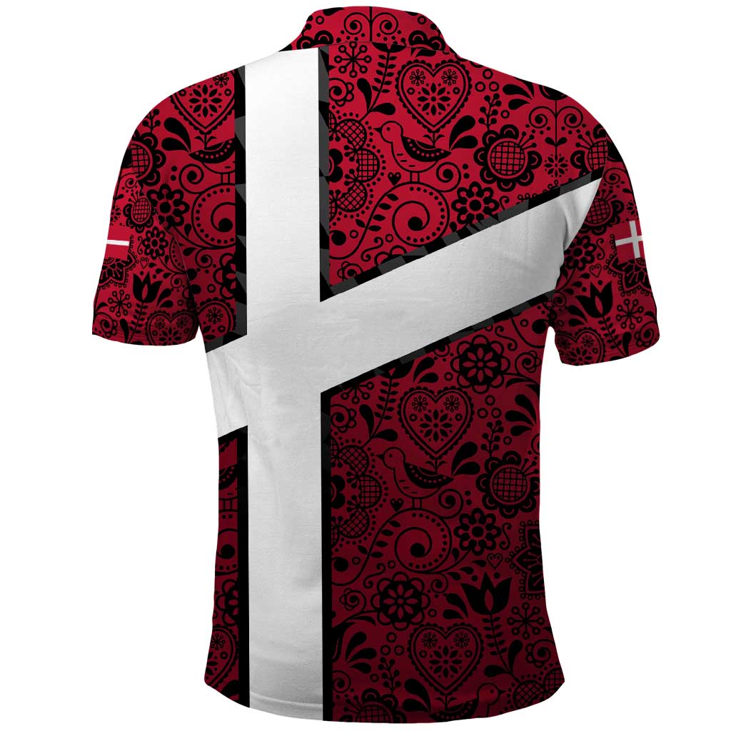 Denmark Polo Shirt with The Little Mermaid Statue, Danish Folk Patterns, National Heritage Pride TS04